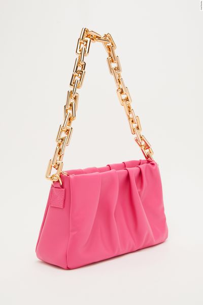Pink Ruched Chain Handle Bag